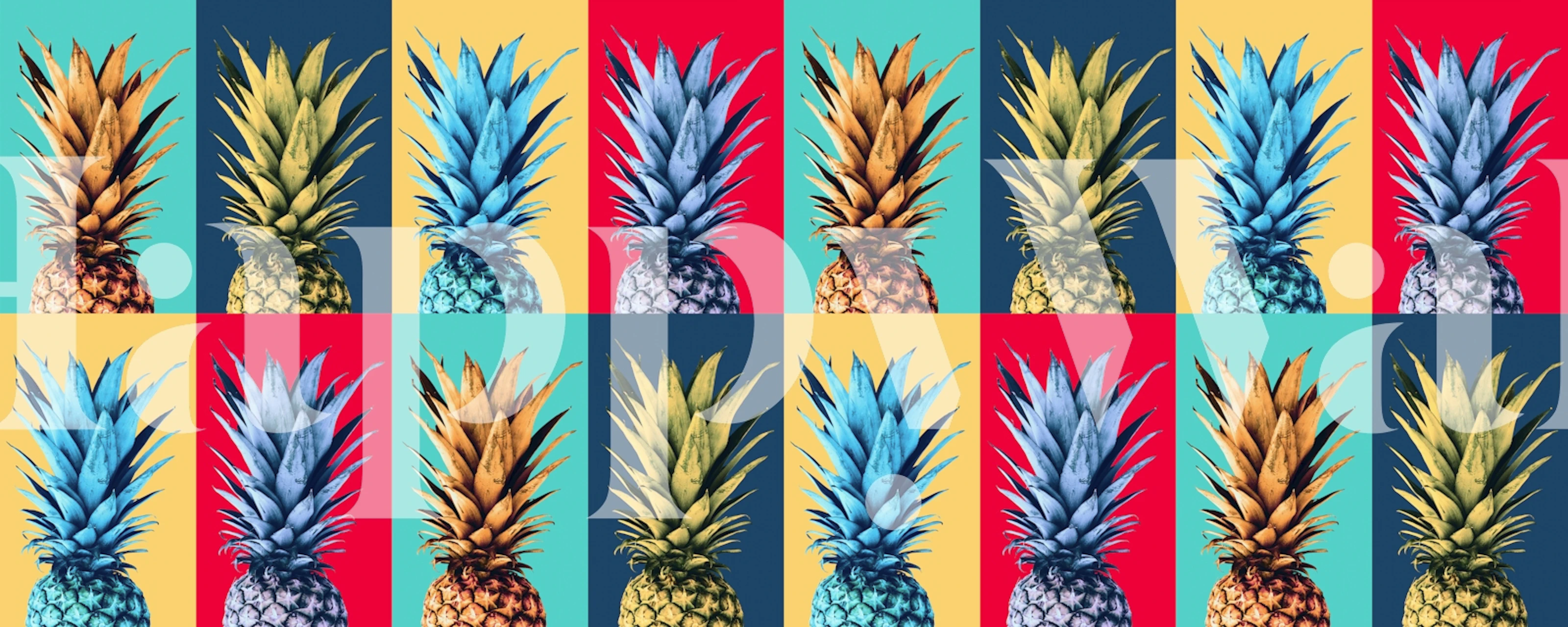 Colorful pop art style pineapple pattern wall mural