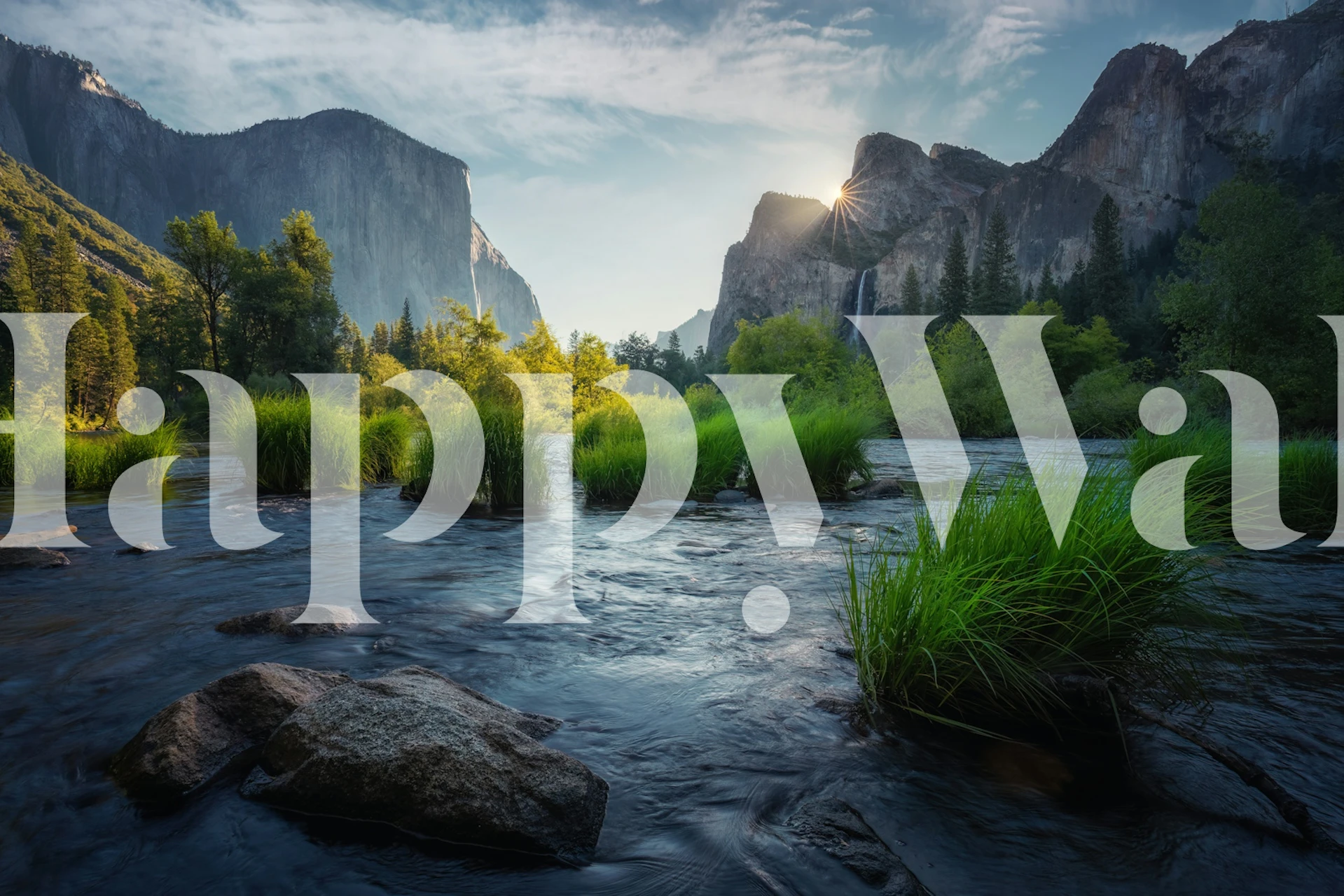 Yosemite Valley wallpaper in a modern room