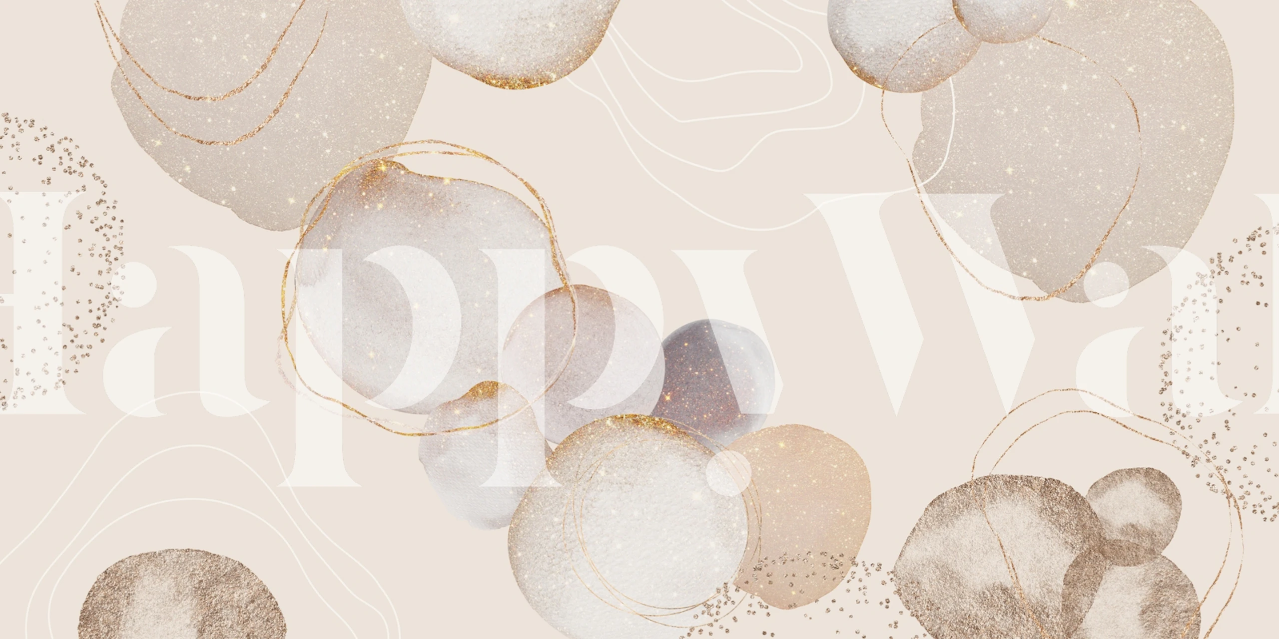 Abstract gold and beige circular patterns wallpaper