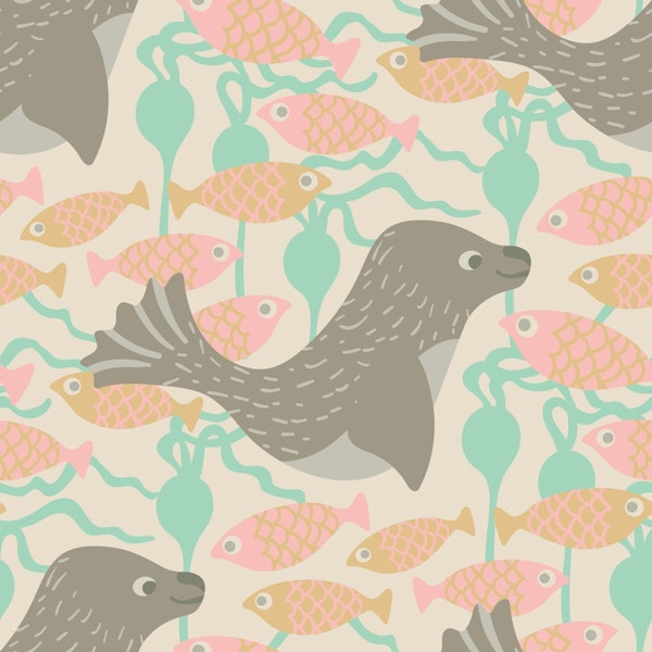 FRIENDLY SEAL Cute Coast Ocean Fish Pastels