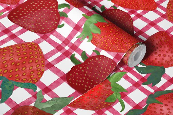 Watercolor Strawberries 7wallpaper roll