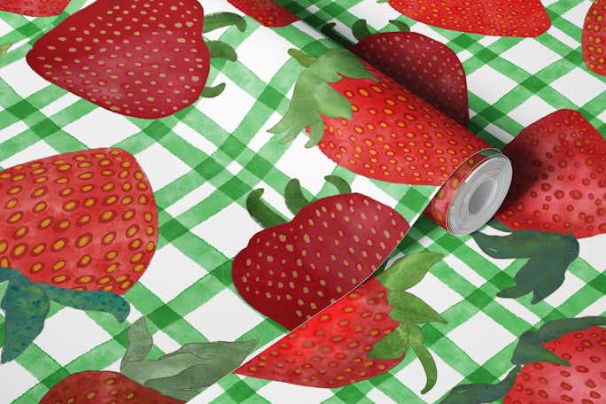 Watercolor Strawberries 8wallpaper roll
