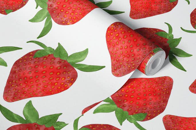 Watercolor Strawberries 9wallpaper roll