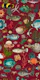 Oceania pattern in burgundy red