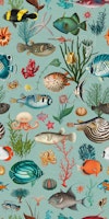 Oceania pattern in duck egg blue wallpaper