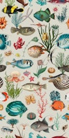 Oceania pattern in greige wallpaper
