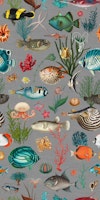 Oceania pattern in grey tapet