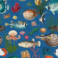 Oceania pattern in cobalt blue tapet
