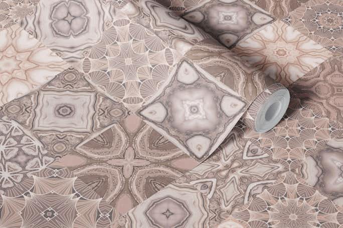 Vintage Moroccan Tiles Beige Creamwallpaper roll