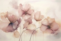 Dreamy Ink Flowers Peach Blush Pink wallpaper
