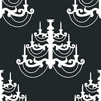 White chandelier on black background tapetit
