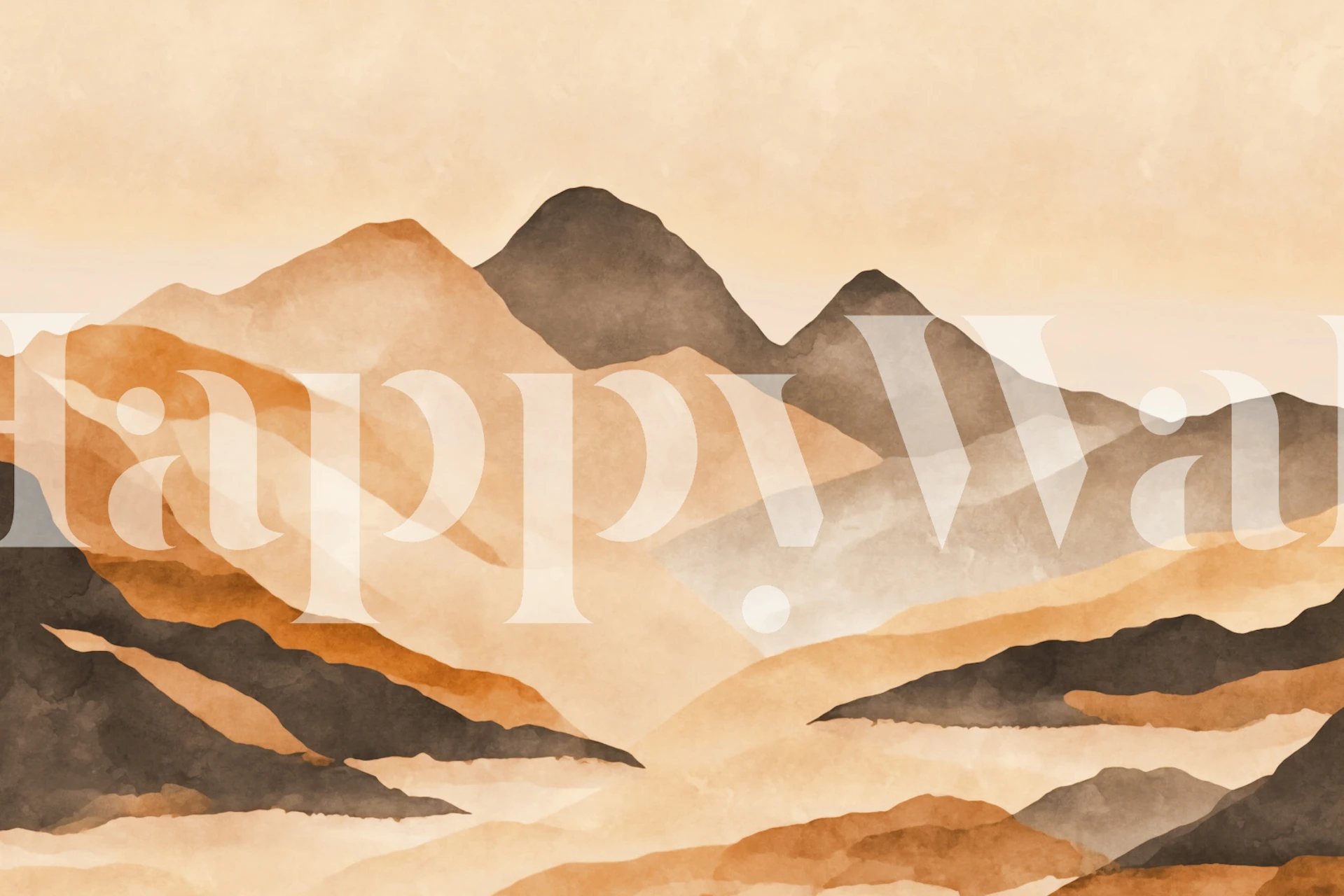 Desert mountains watercolor wallpaper in earth tones