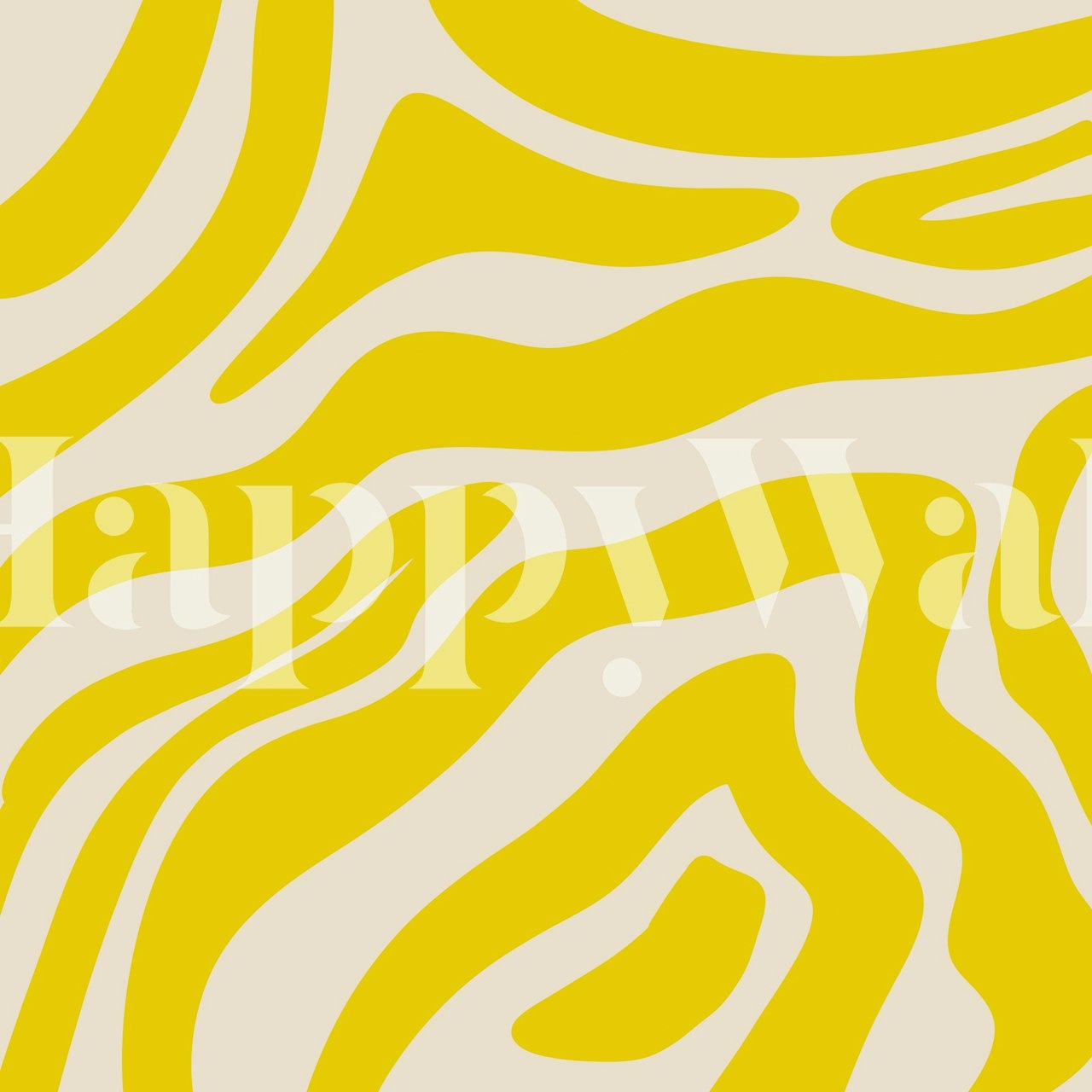 Yellow abstract lines on cream background wallpaper