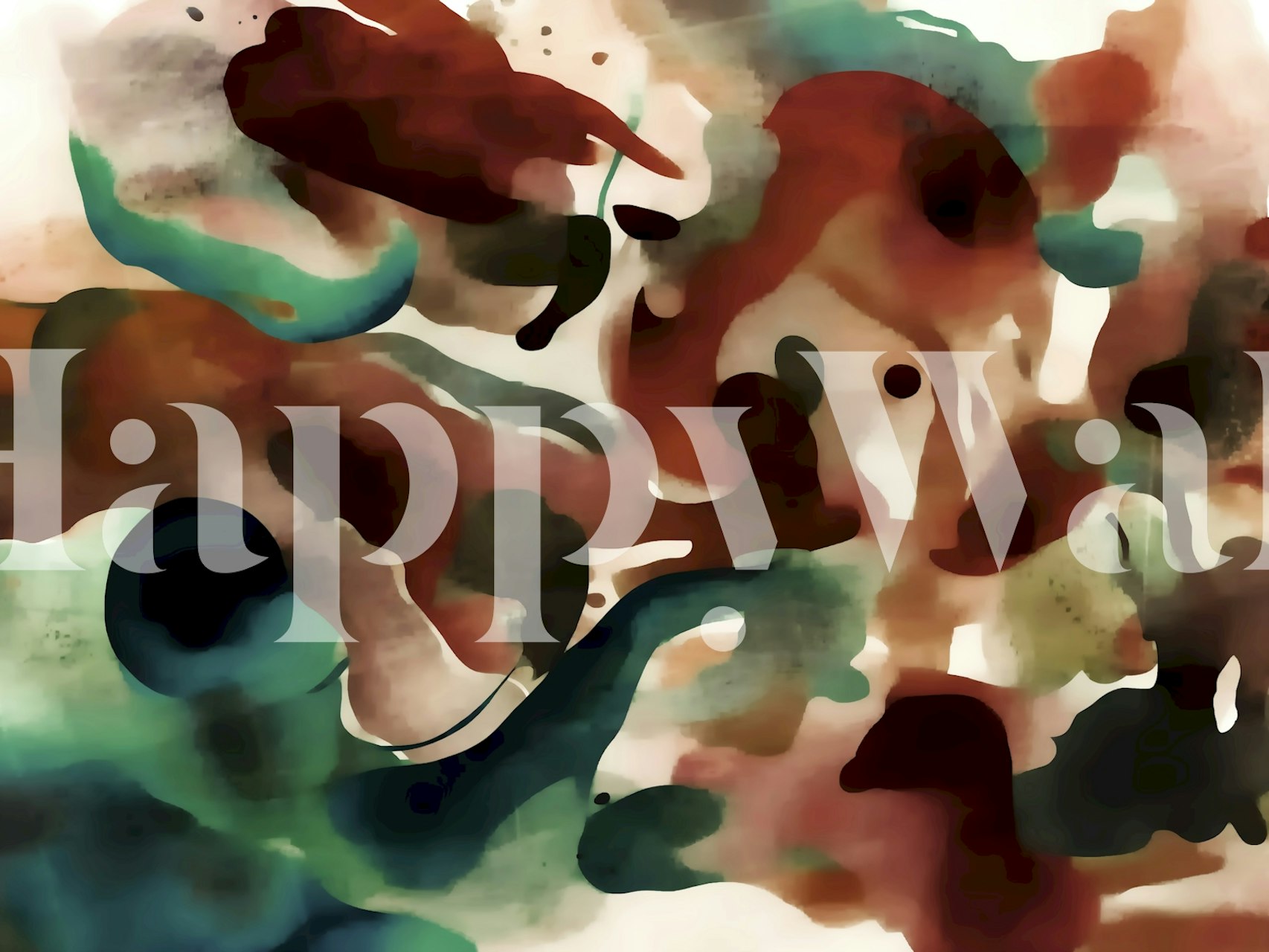 Abstract watercolor wallpaper in brown, teal, and green hues