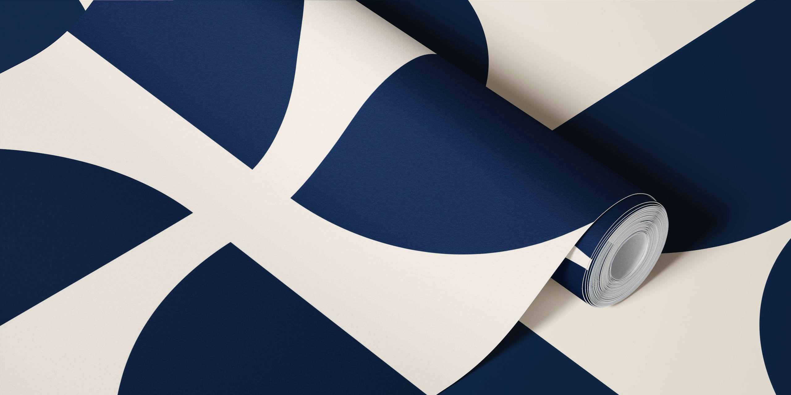 Abstract Midnight Blue Bauhaus wall mural with semi-circle pattern