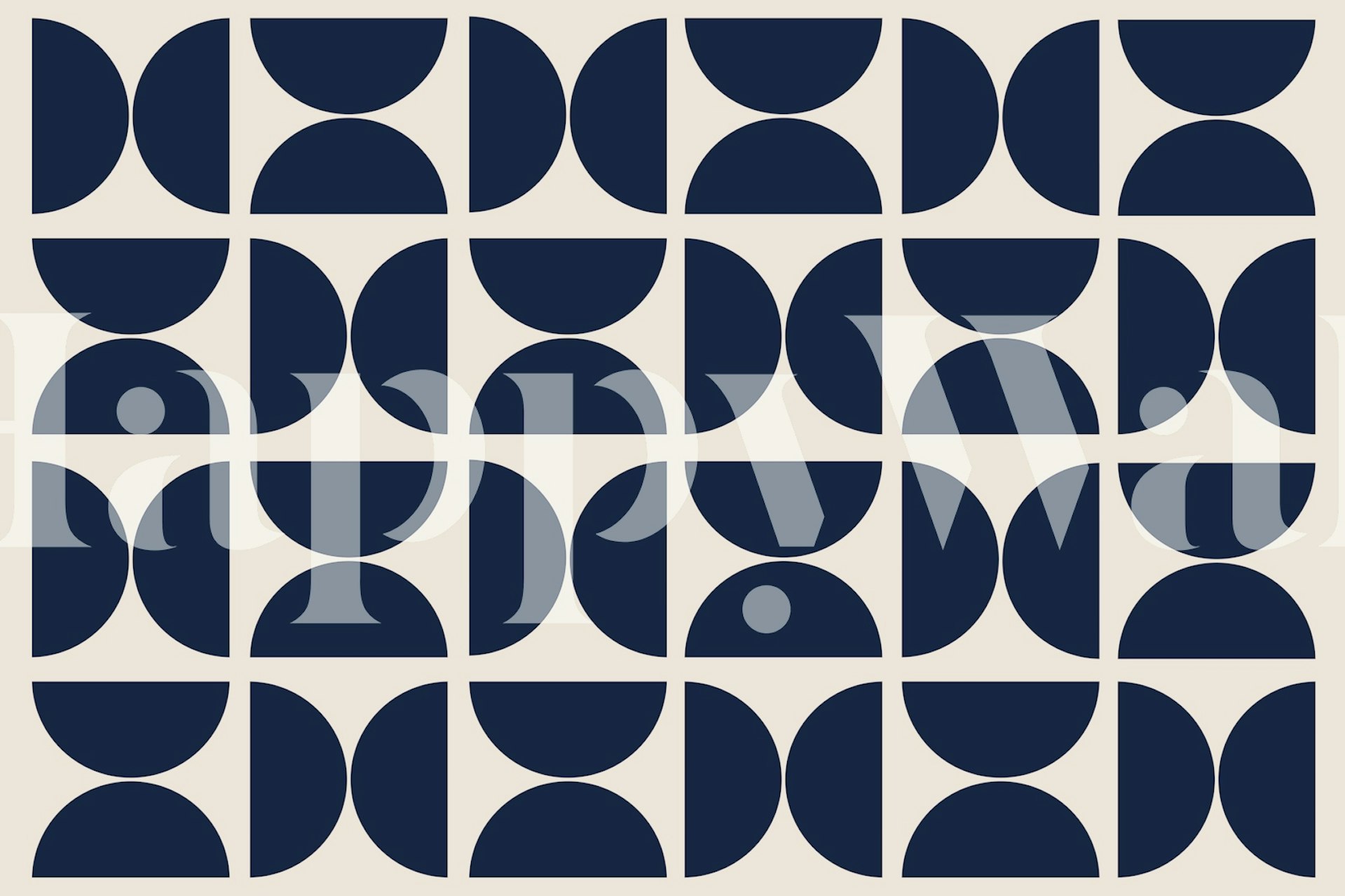 Abstract Midnight Blue Bauhaus wall mural with semi-circle pattern