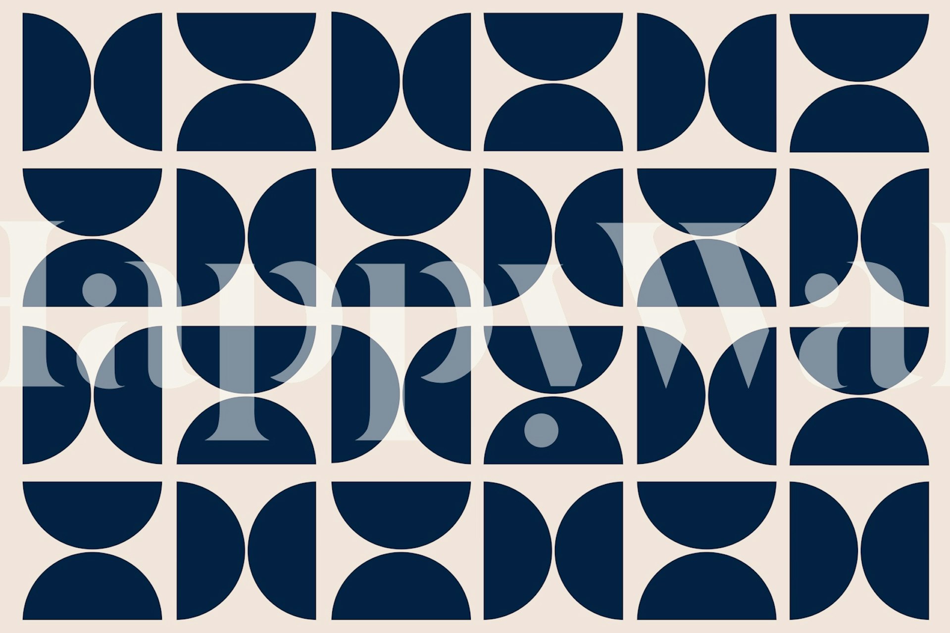 Abstract Midnight Blue Bauhaus wall mural with semi-circle pattern