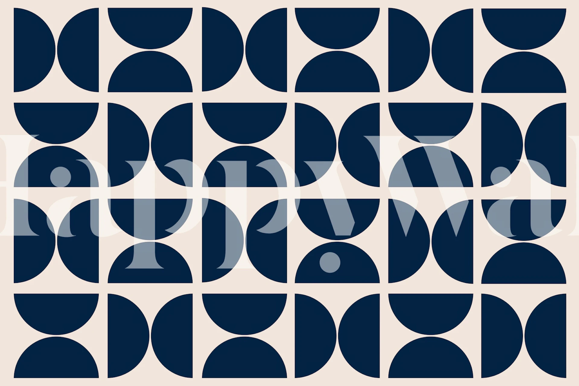 Abstract Midnight Blue Bauhaus wall mural with semi-circle pattern