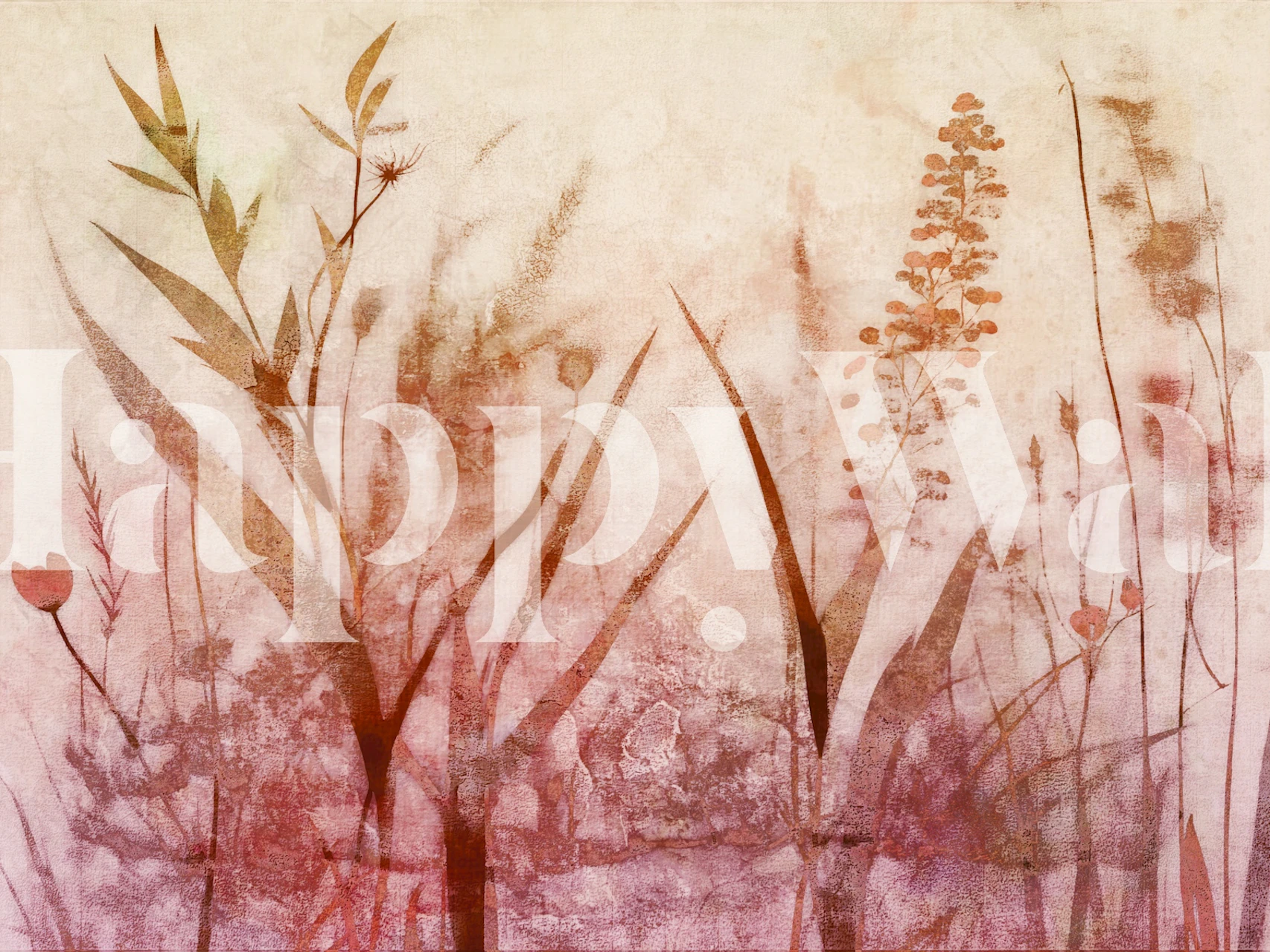 Peach Meadow Flowers Tapete in einem Zimmer