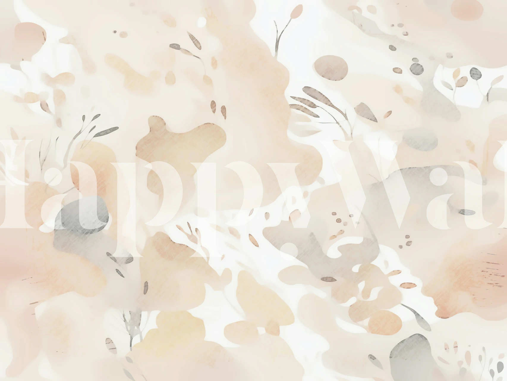 Soft Peach Wildflower Meadow wall mural with subtle floral design