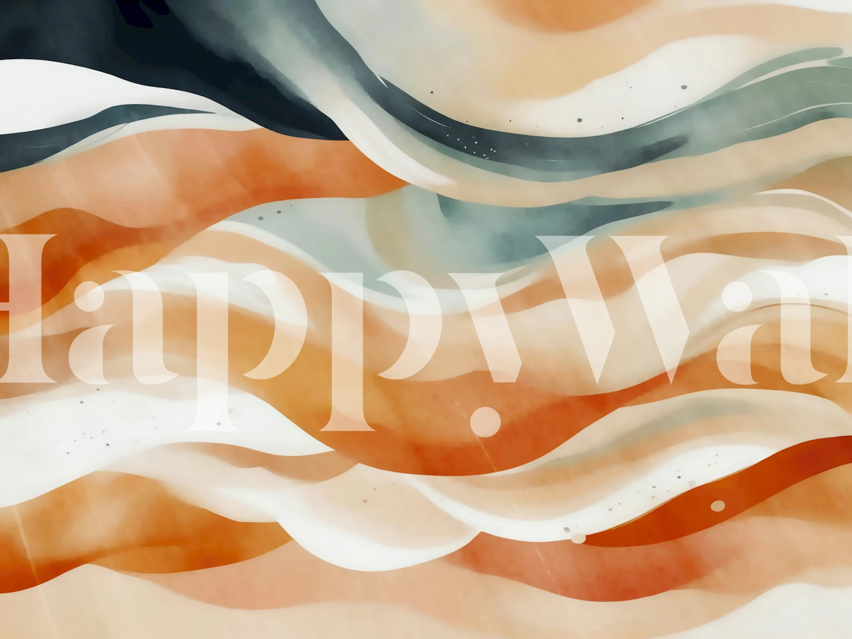 Tapeta Peachy Waves vystavená v místnosti