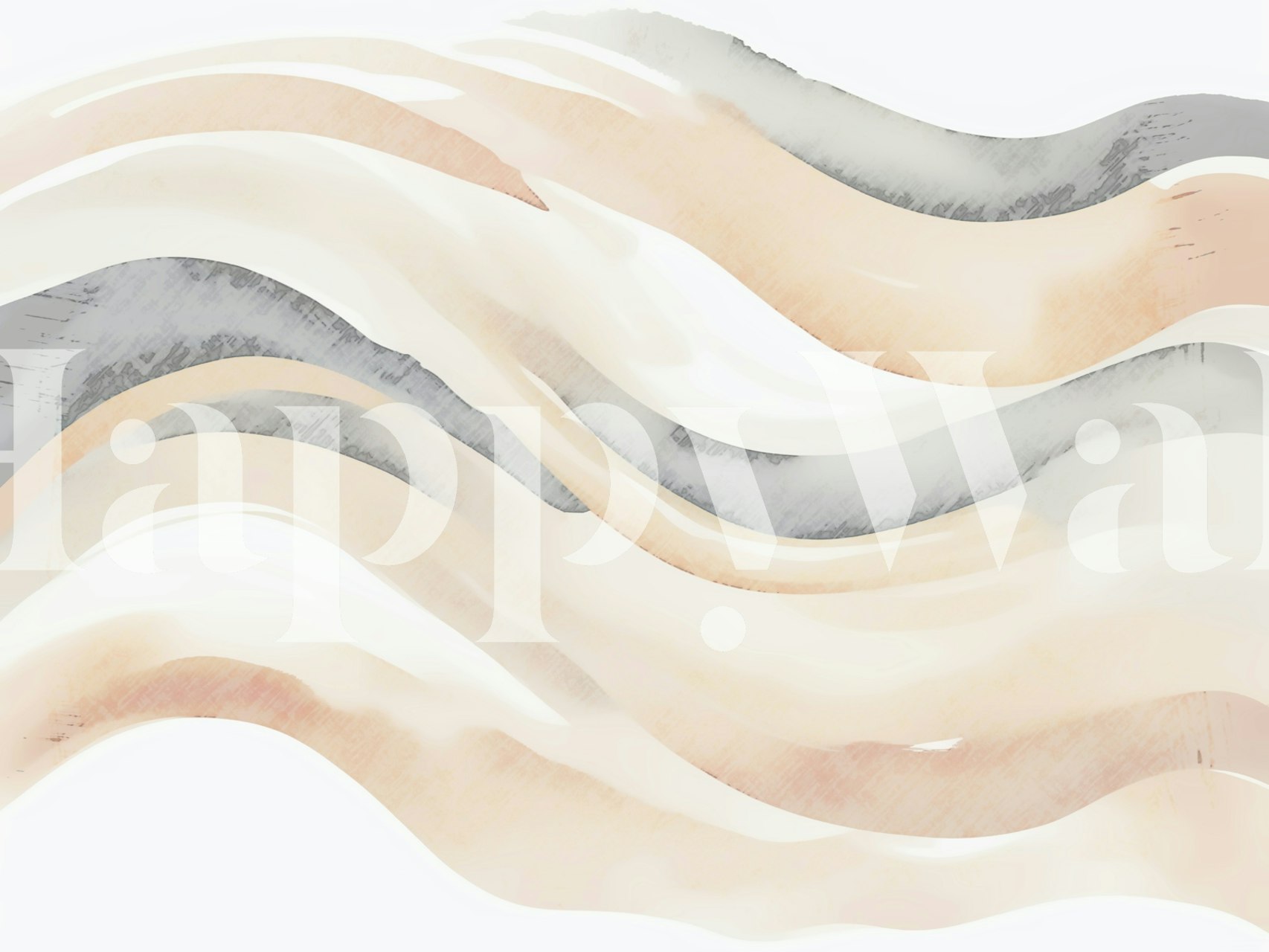 Peach Beige Organic Waves-tapetti esillä huoneessa