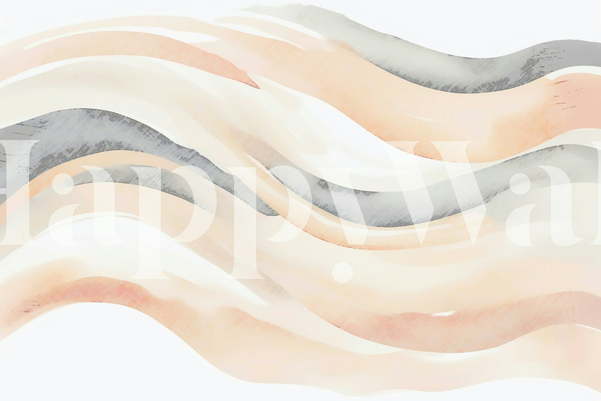 Peach Beige Organic Waves Tapete in einem Raum angezeigt