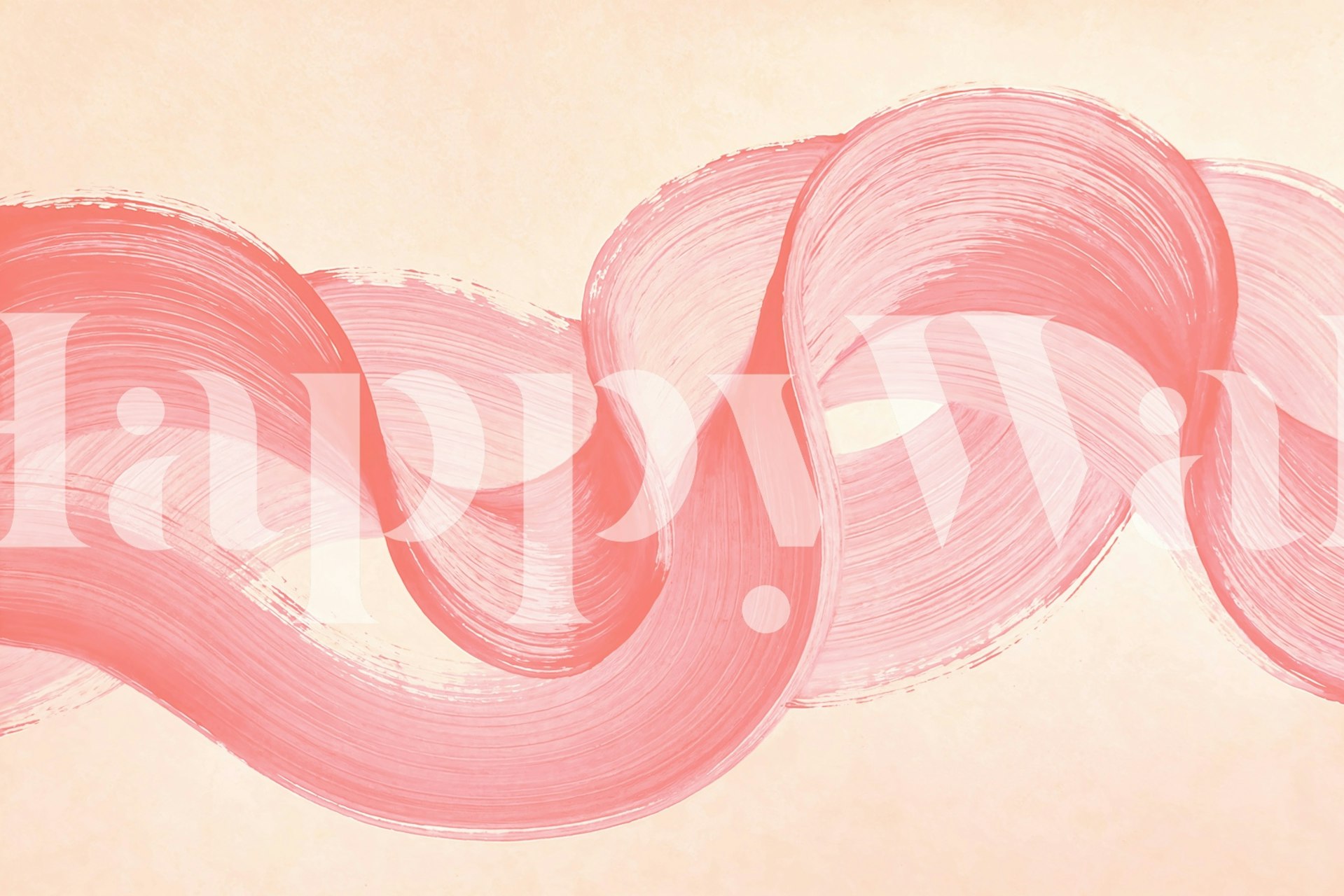 Peach beige organic waves wallpaper displayed in a room