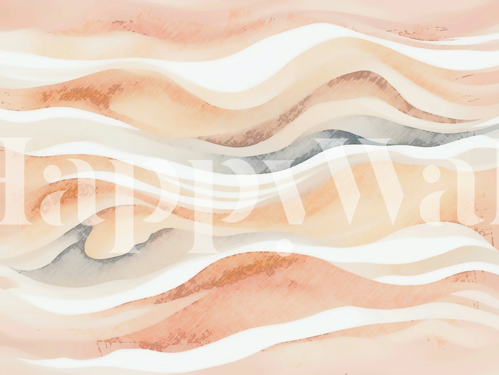 Abstract peach and cream wavy pattern wallpaper