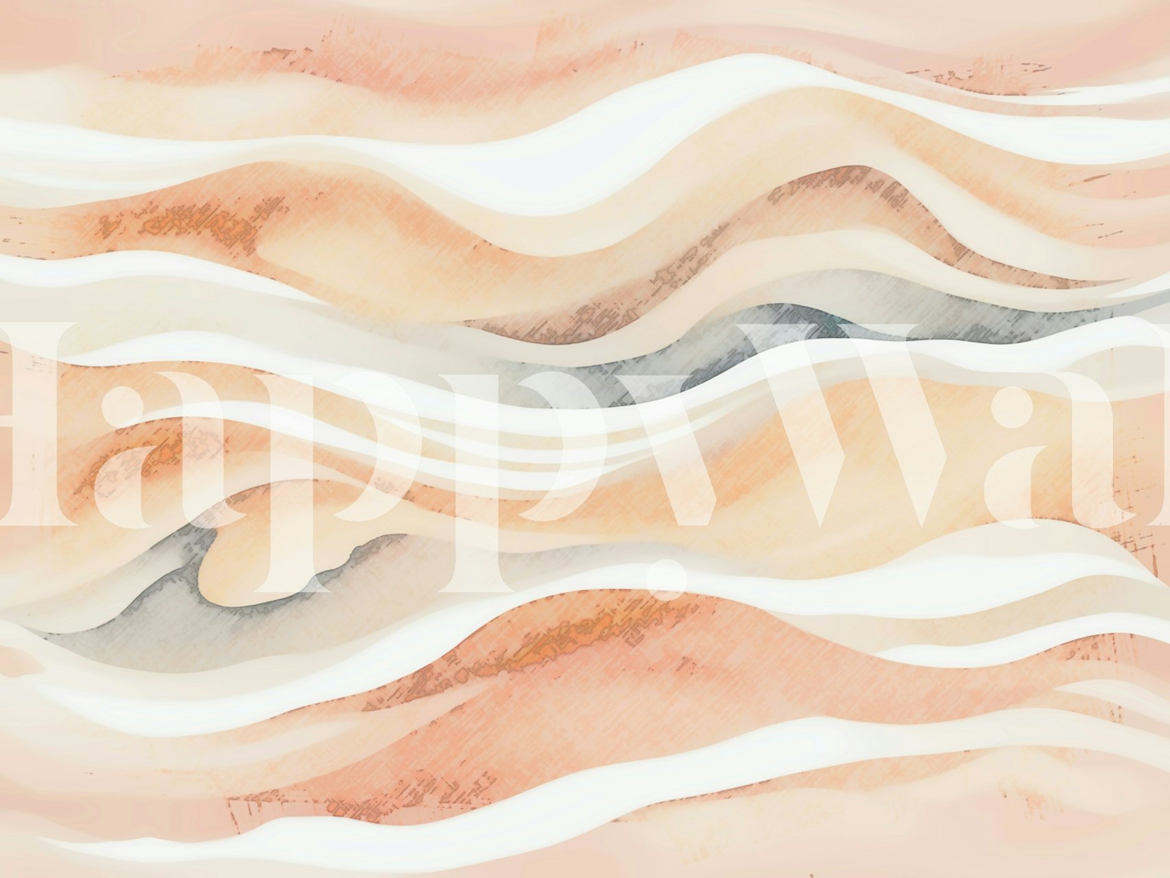 Abstract peach and cream wavy pattern wallpaper