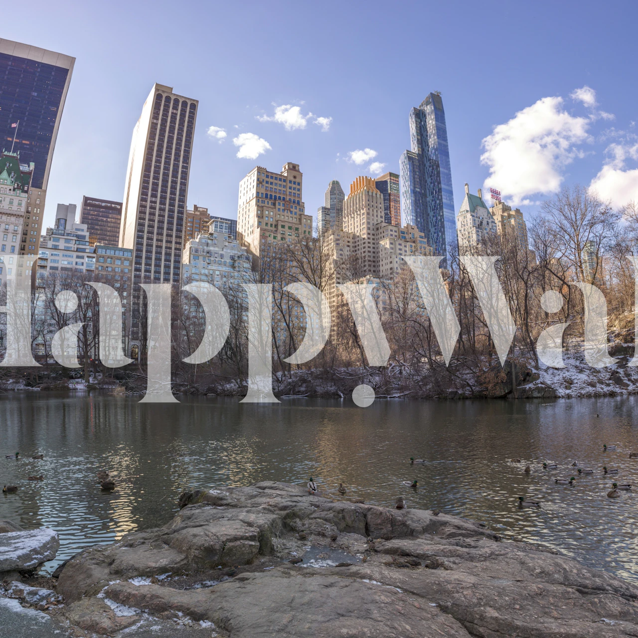 City park with skyline wall mural of an Urban Oasis