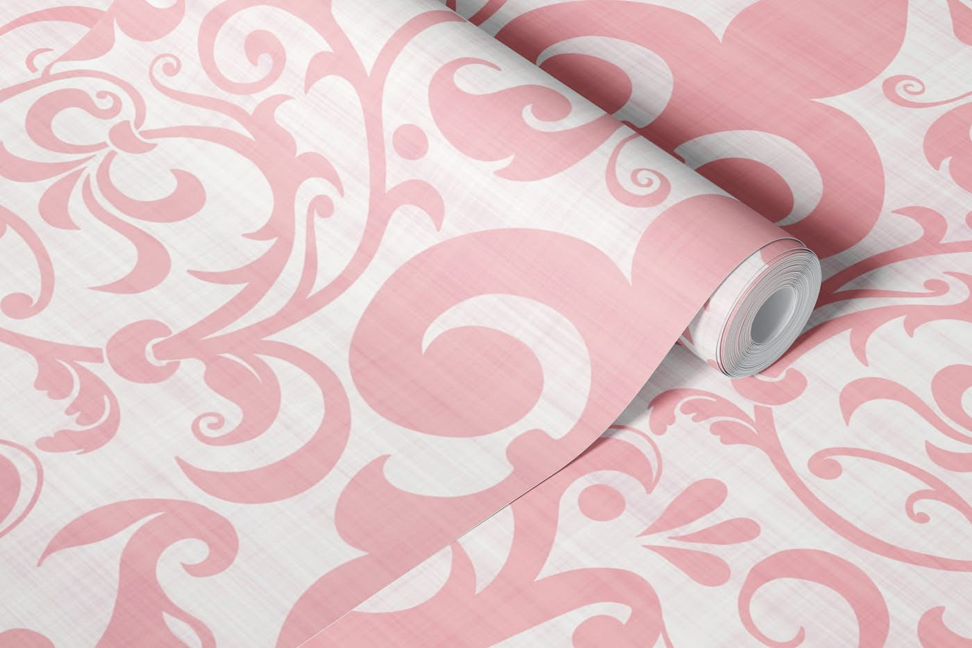 Pastel Fleur de Lis French Linen Pink wallpaper roll