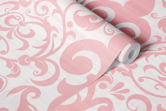 Pastel Fleur de Lis French Linen Pinkwallpaper roll