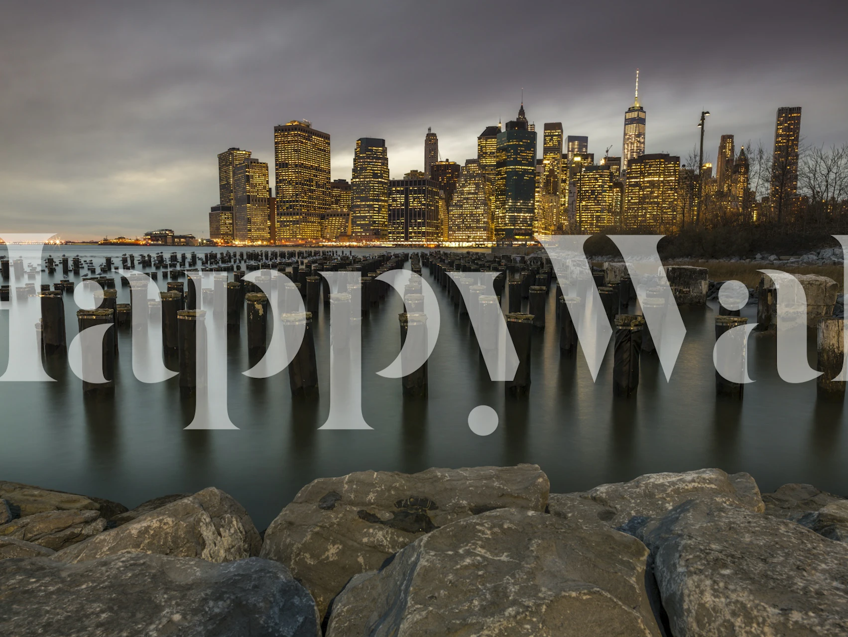 New York City skyline at night, urban scene wallpaper