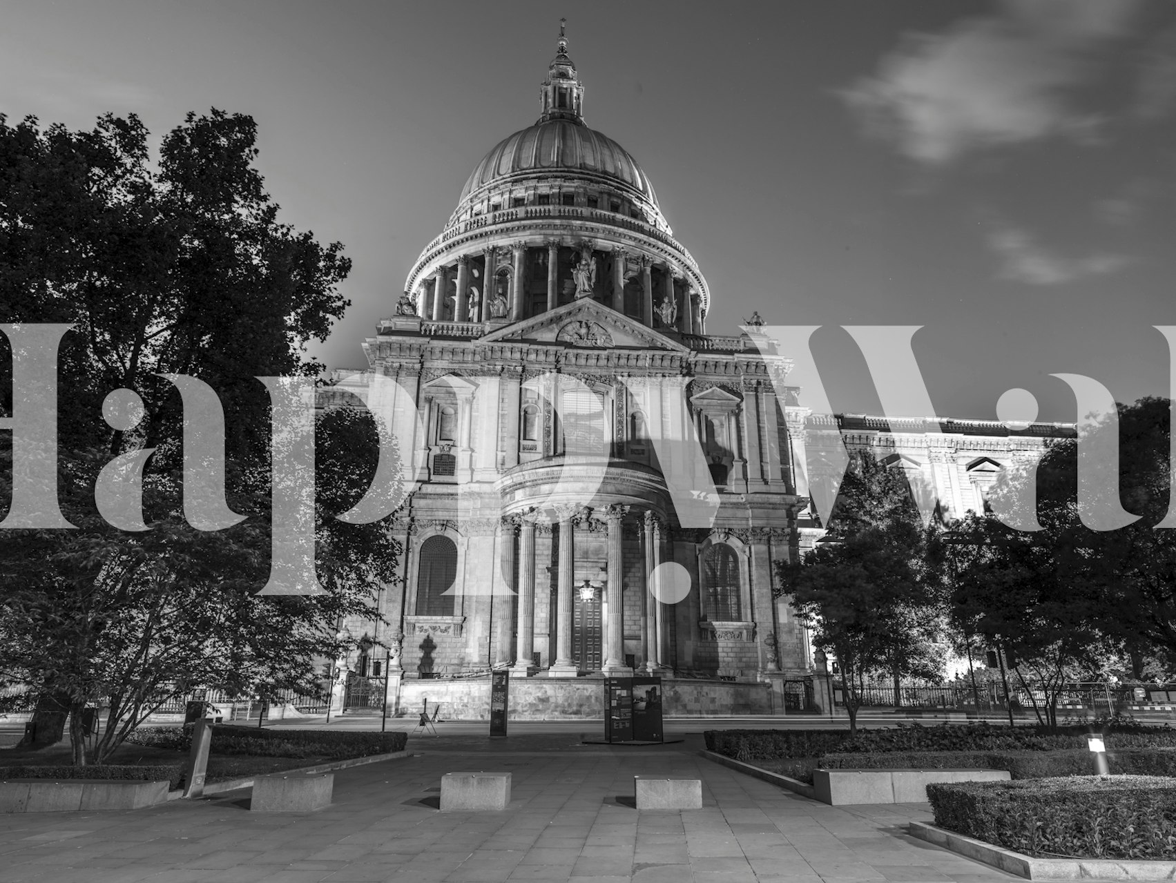 St Paul's Cathedral wall mural in black and white, showcasing architectural elegance and grandeur
