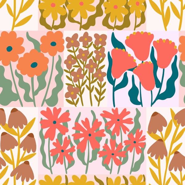 Retro orange flowers