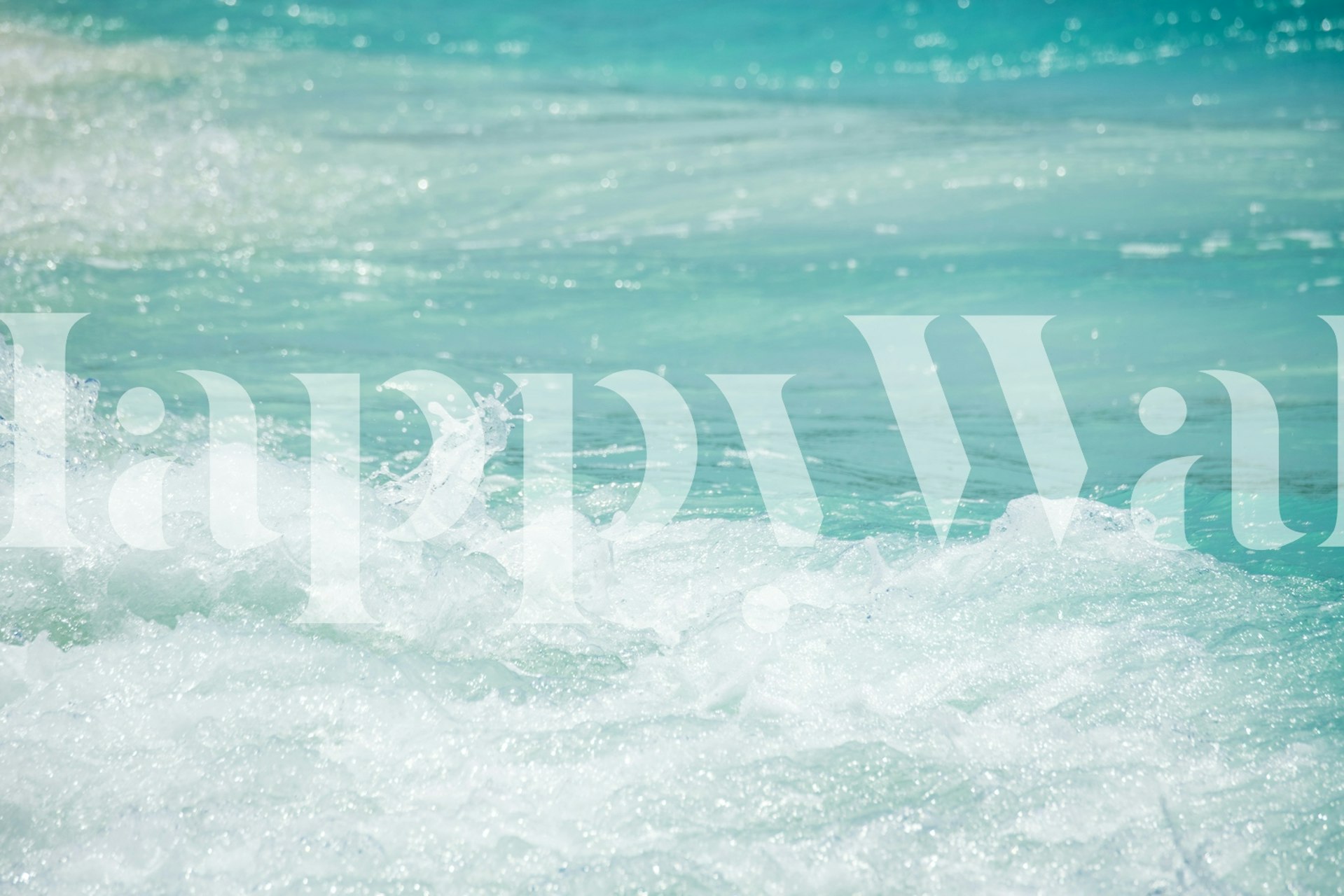 Ocean waves splashing in turquoise tones wallpaper