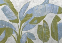 Tropical Ink Banana Leaf Art Green carta da parati