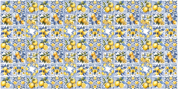 Mediterranean tiles with lemons mural