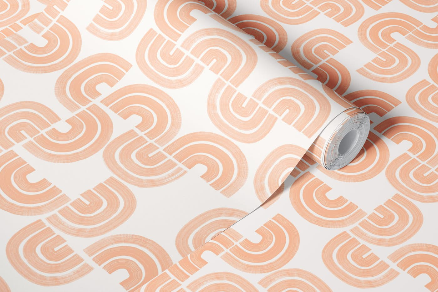 Bold Brush Stroke Arches in Peach Fuzz wallpaper roll