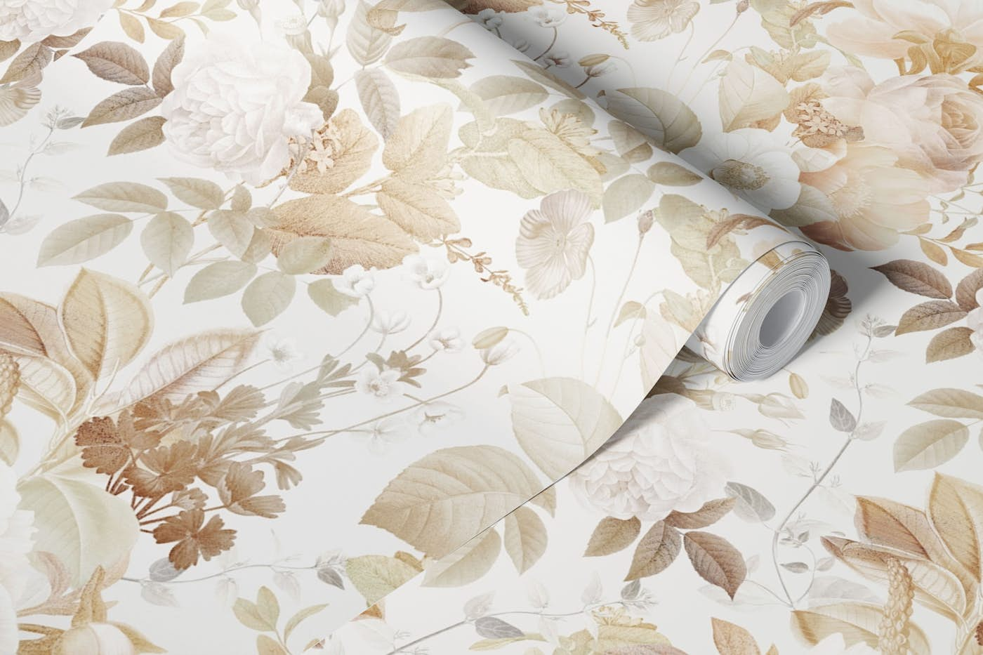 Victorian Opulent Gold Botanical Garden wallpaper roll