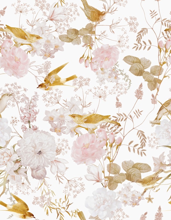 Victorian Opulent Gold Botanical Bird Garden