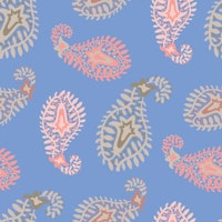 PAISLEY Bohemian Vintage Blush on Azure Blue papel pintado
