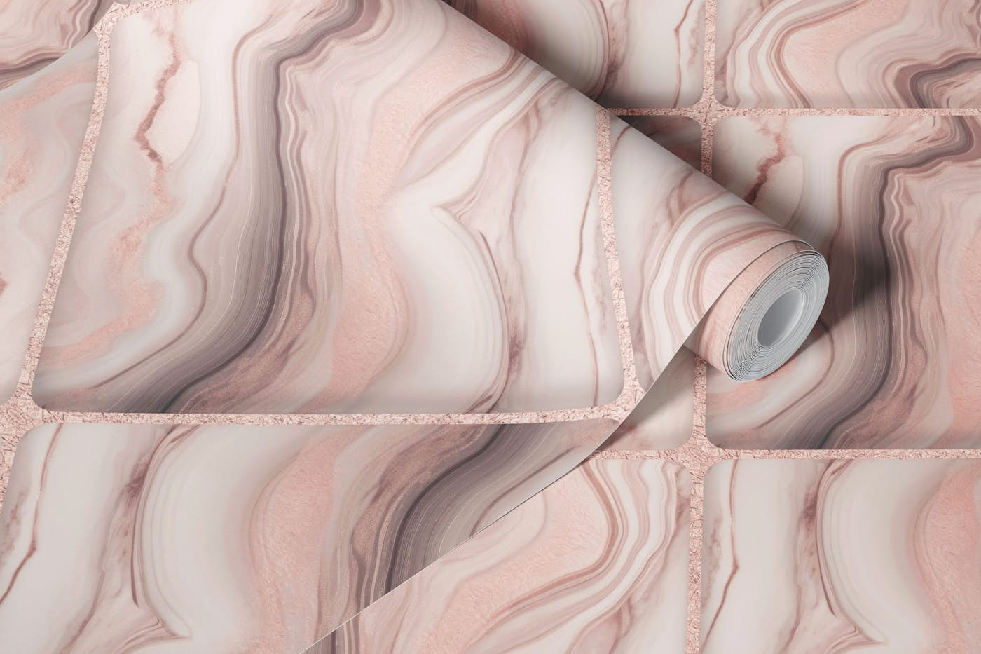 De Luxe Marble Rhombus Rhapsody Rosegold wallpaper roll