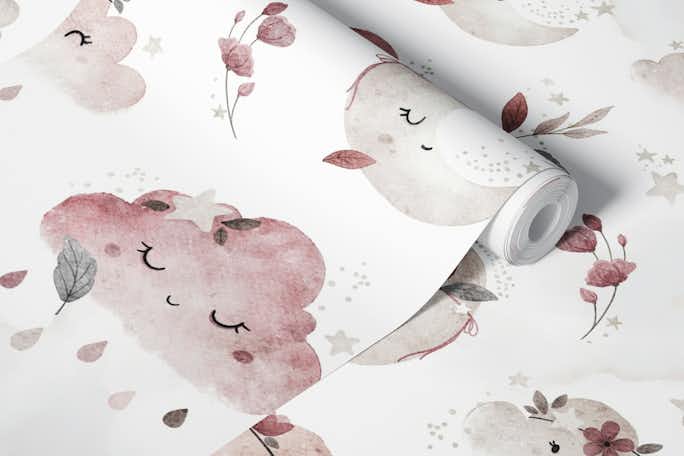 Boho Clouds - rosewallpaper roll