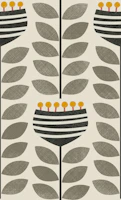 retro vertical flowers - taupe leaves tapete