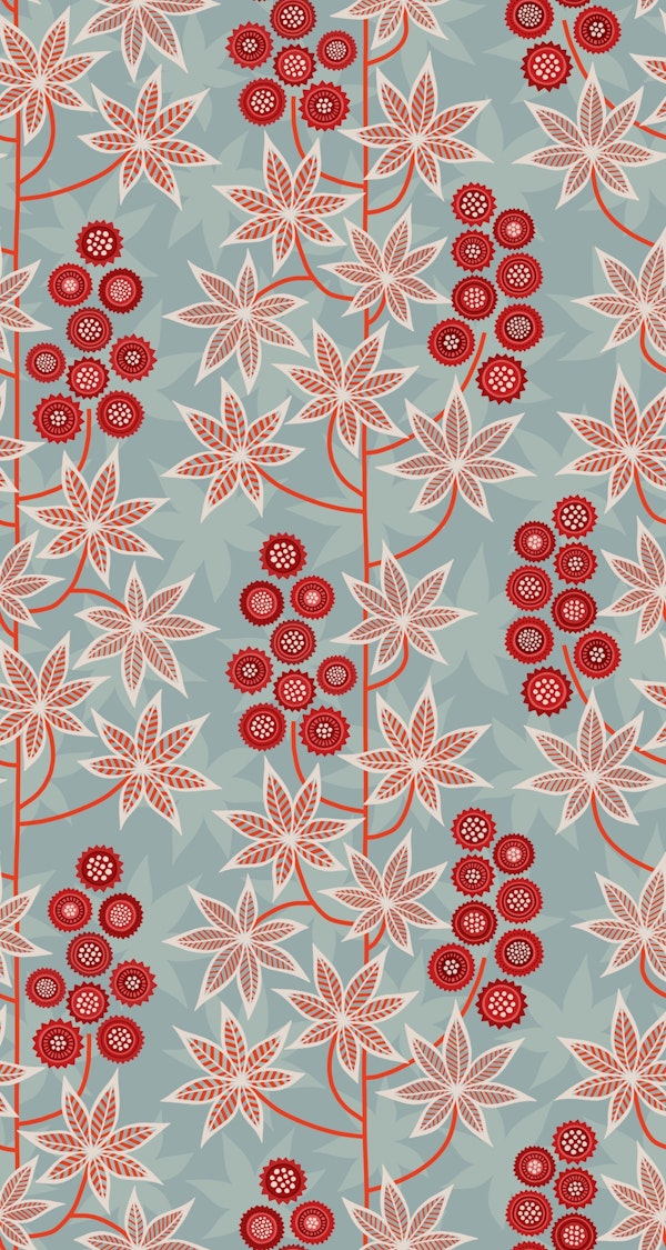 abstract ricinus - red, grey blue