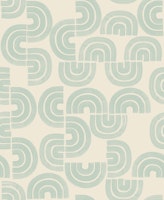 Boho Textured Arches in Pastel Green on Cream tapete