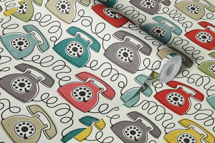 retro phones - colorfulwallpaper roll