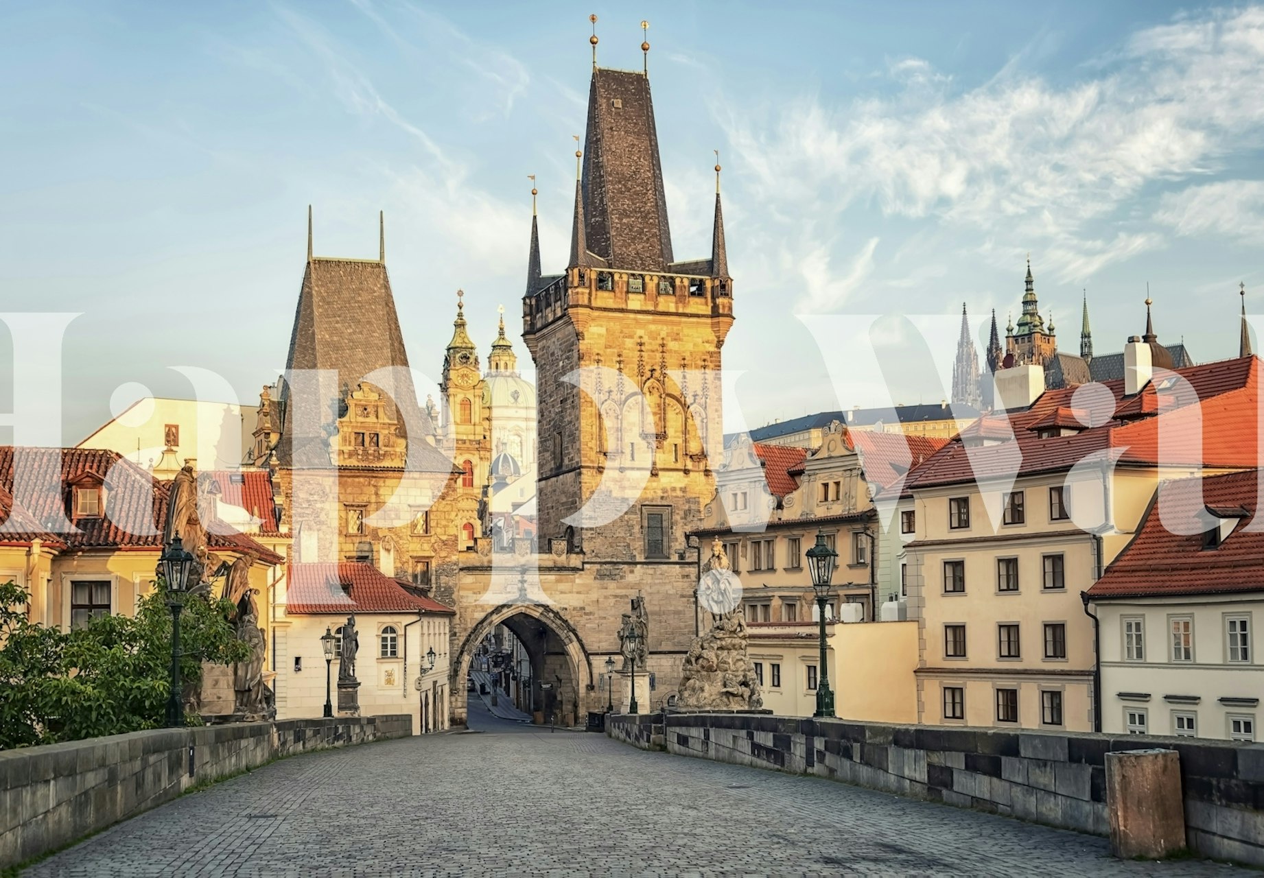 Papel de parede com First light on the Charles Bridge ao amanhecer